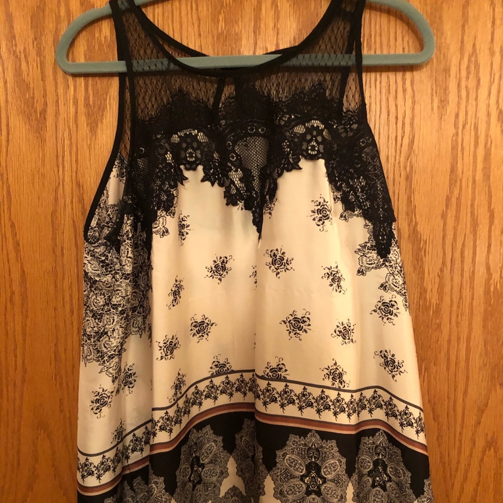 Silky floral patterned tank top